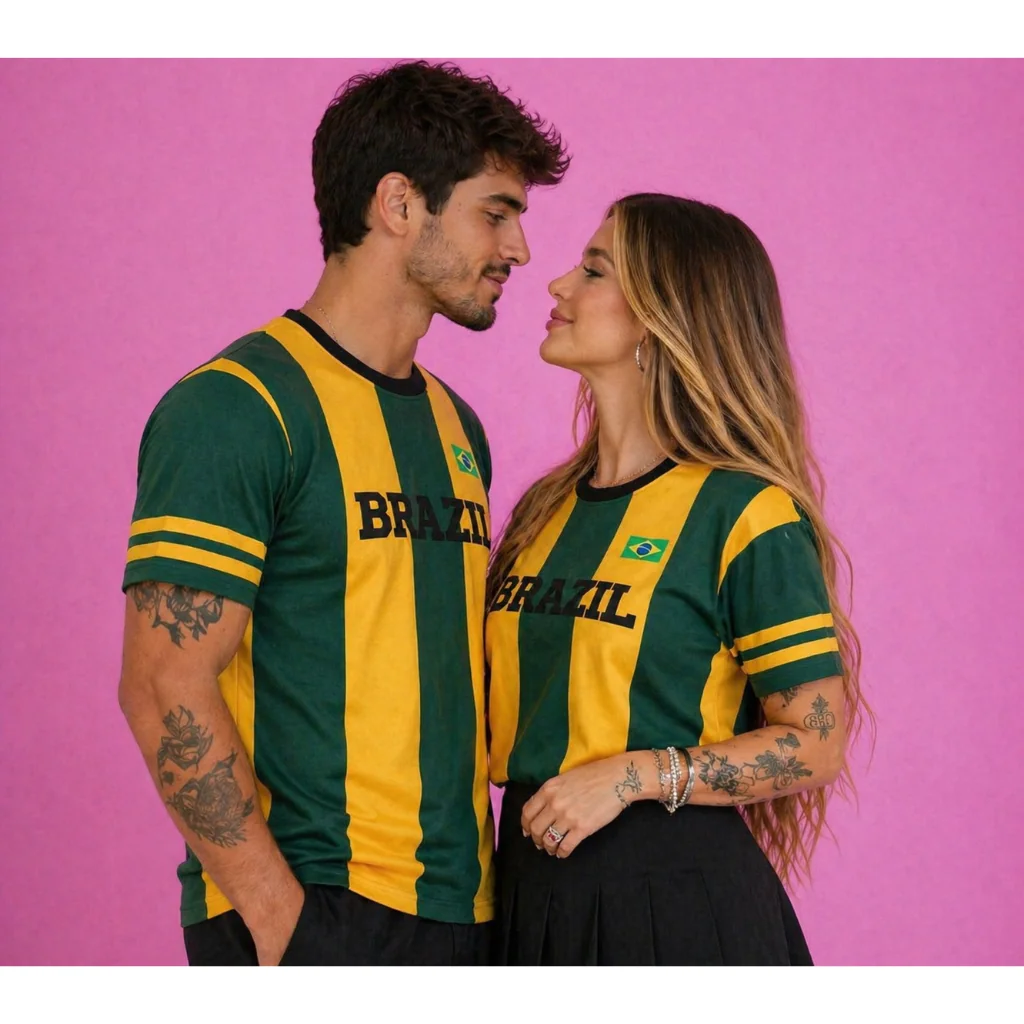 Kit Casal Brasil Camisetas Verde Amarelo Premium | Moda Copa 2026 Shopee