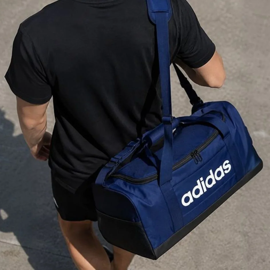 Mala Duffel Linear Pequena Azul e Preto Adidas Mercado Livre