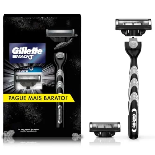 Kit Mach3 Carbono 1 Cabo + 2 Refis, Higiene Pessoal, Cuidado com a barba, Lâminas e Aparelhos de Barbear