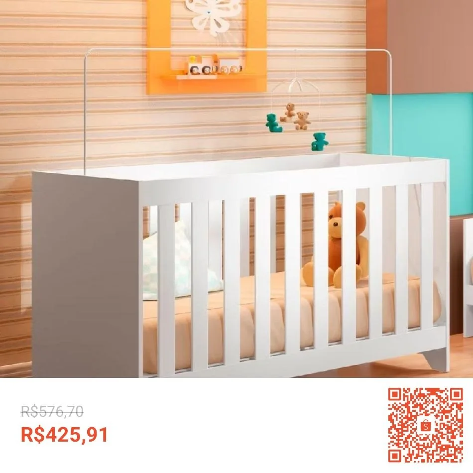 Berço Com Colchão Ditália Multifuncional 3x1 BBI-51 Branco