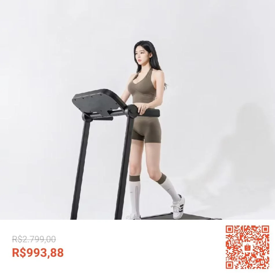 Esteira Inteligente 8 Velocidades Tapete Largo 110cm Bluetooth APP Tela Grande 12Amortecedores Inclinação Ajustável Casa