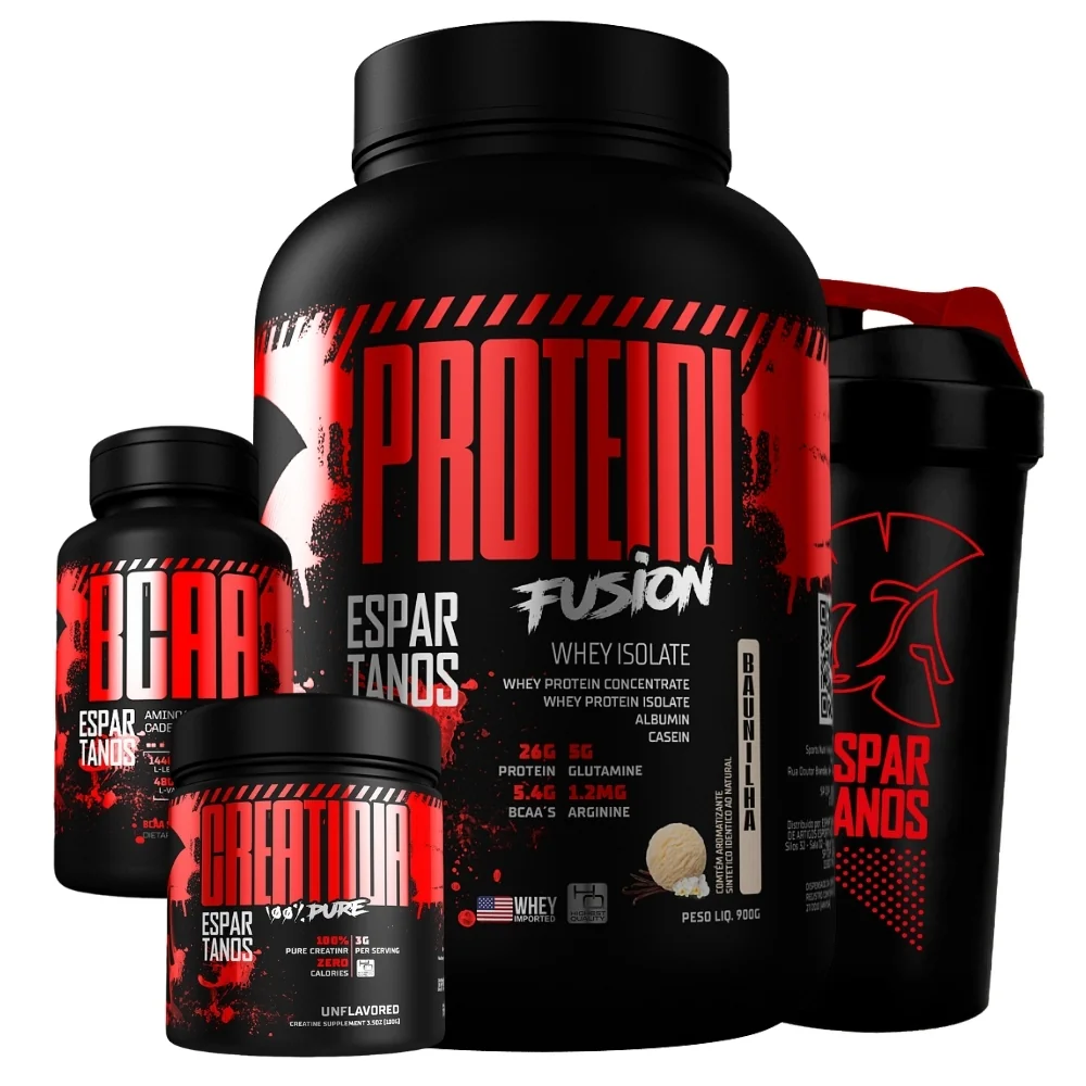 Kit Whey Protein Fusion + Bcaa + Creatina + Shaker Shopee