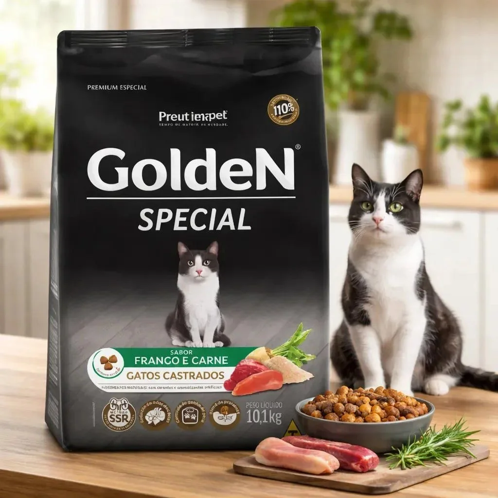 Alimento Golden Special Gatos Castrados Sabor Frango E Carne 10.1 Kg