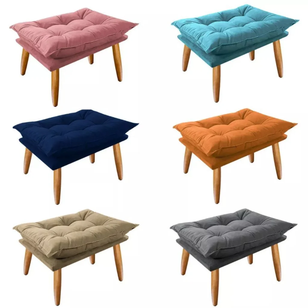 Puff Opala Slim Suede Pés Palito Decorativo Sala de Estar Shopee