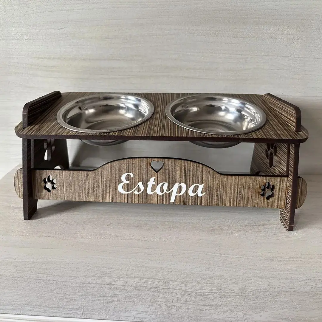 Comedouro Personalizado Pet Elevado Tigelas Inox