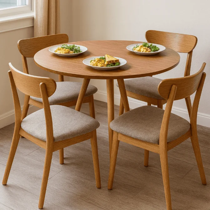 Mesa de Jantar Tampo de Madeira Redondo 70 / 80 cm Base 3 Pés Palito Shopee
