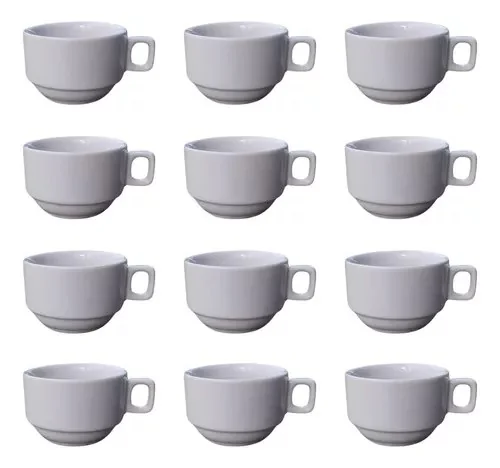 12 Xicaras De Chá 160ml - Hotel Branco Liso