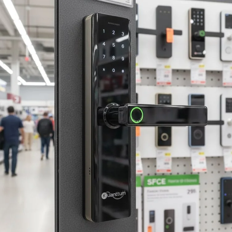 Fechadura Eletronica Digital Com Biometria Senha Kuantttum Delta Pro Preto