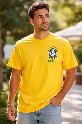 Camiseta Time Do Brasil Seleção Brasileira Copa Do Mundo Amarelo M