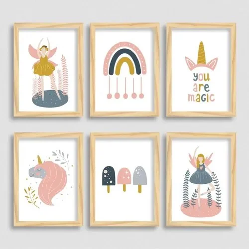 Quadros Estilo Boho Quarto De Menina Madeira - Pinus