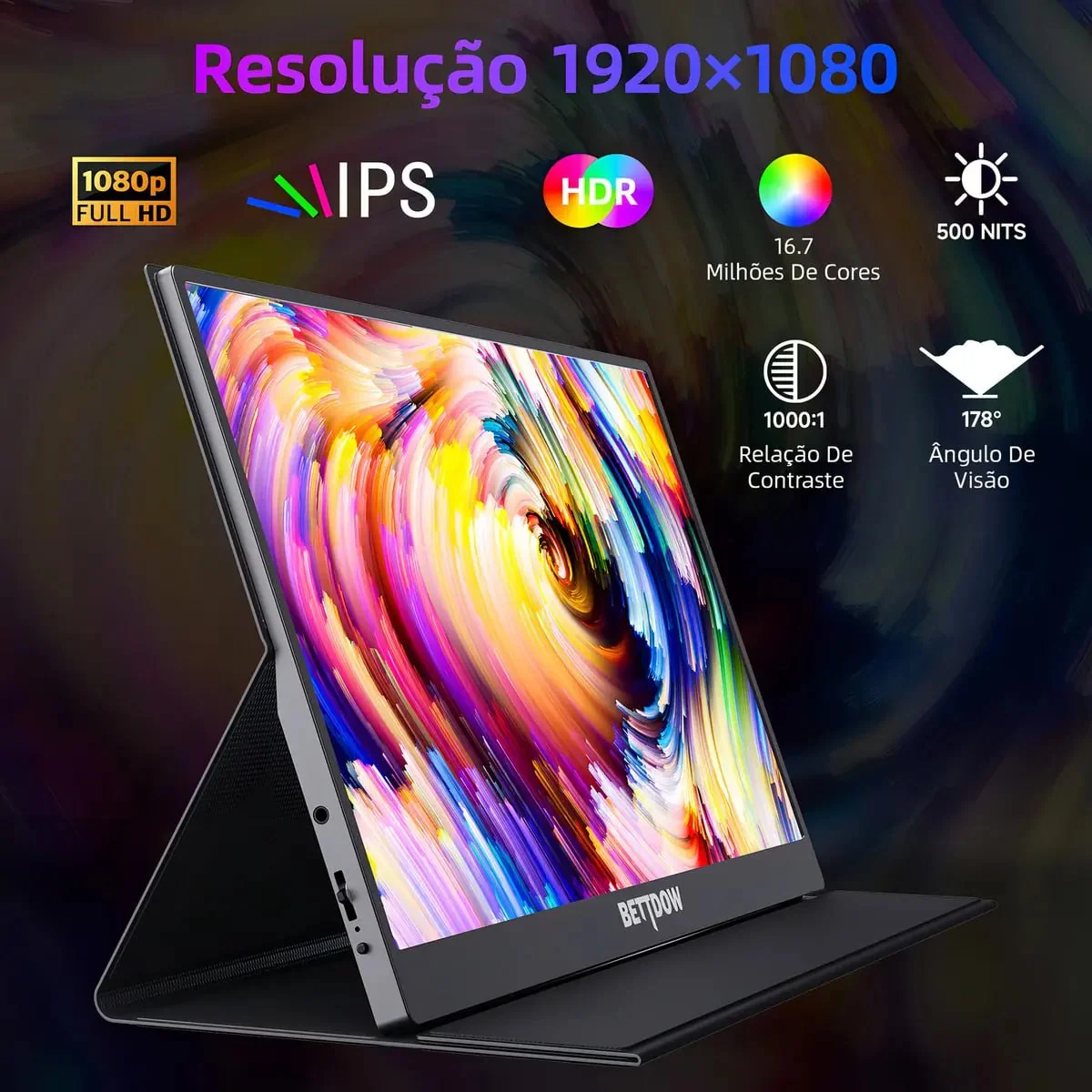 Monitor Portátil Gamer Bettdow de 15.6\" Full HD IPS Antirreflexo com Capa Mercado Livre
