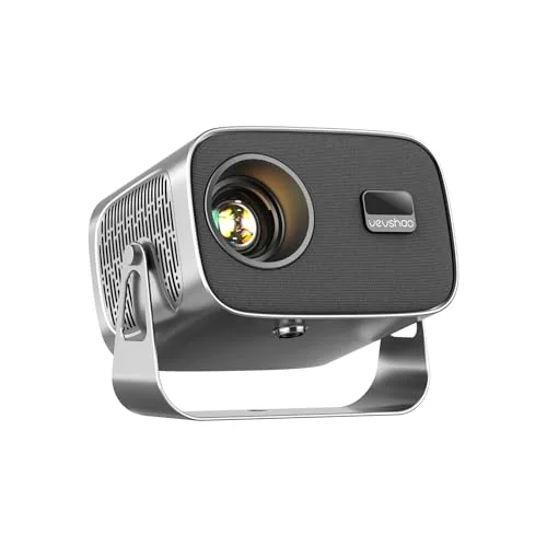 VEVSHAO A12 Mini projetor 4K 1080P portátil Full HD projetor portátil,Foco Automático,Android 11.0,Proteção Ocular com Rotação de 360°,Correção Eletrônica de Distorção Trapezoidal,Presente requintado