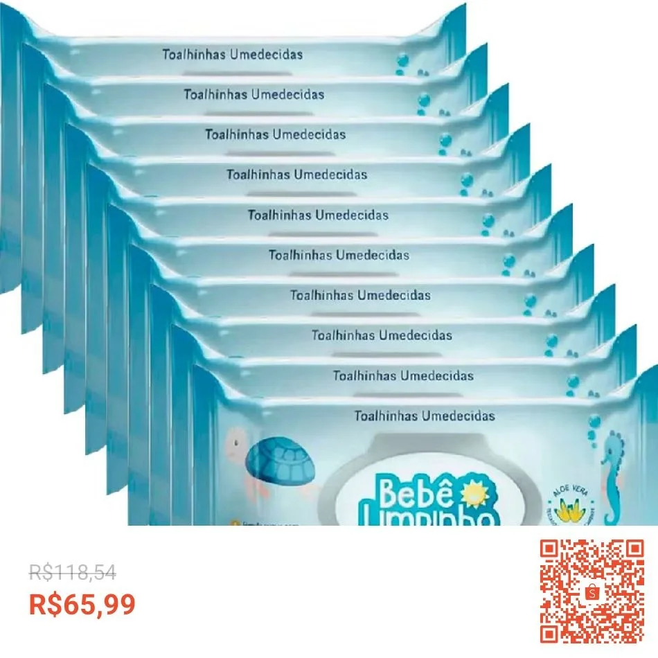 kit 1400 Toalhas Umedecidas Bebê Limpinho Premium