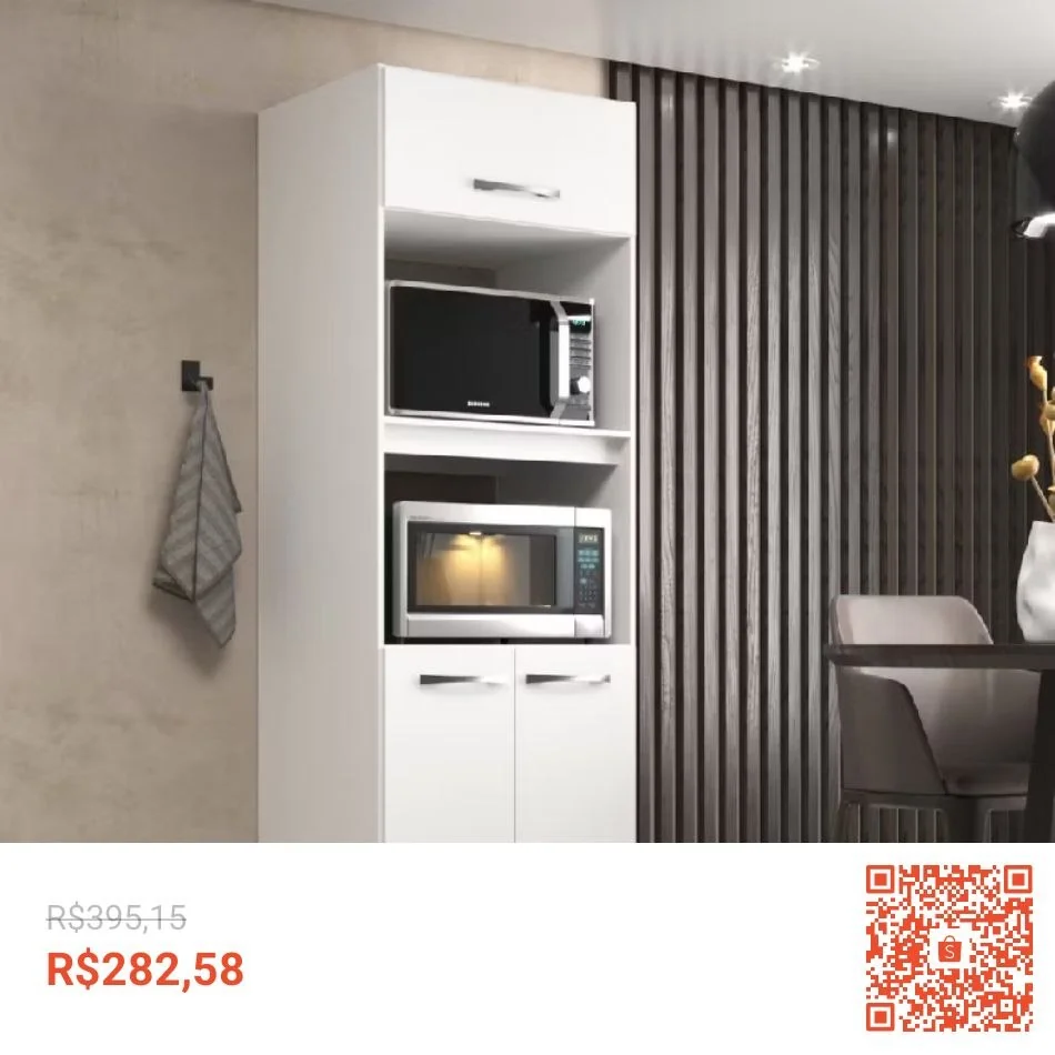 Paneleiro Torre Quente Forno e Microondas Branco
