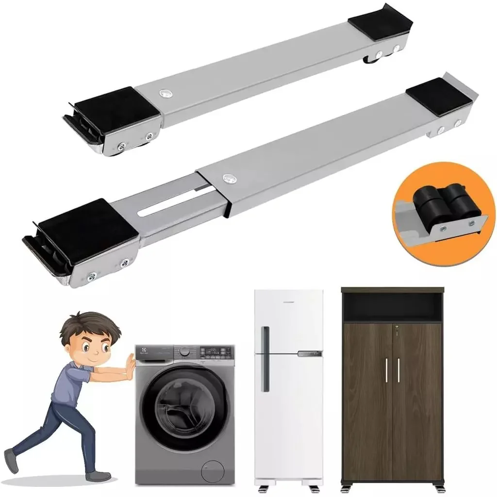 Suporte De Rodinhas Base Ajustável e Reforçada para Máquina de Lavar, Fogão, Geladeira, Móveis e Eletrodomésticos Domést Shopee