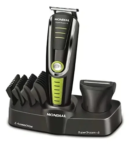Aparador De Pelos Mondial Super Groom 6 Bg-04 Recarregável Com Acessórios