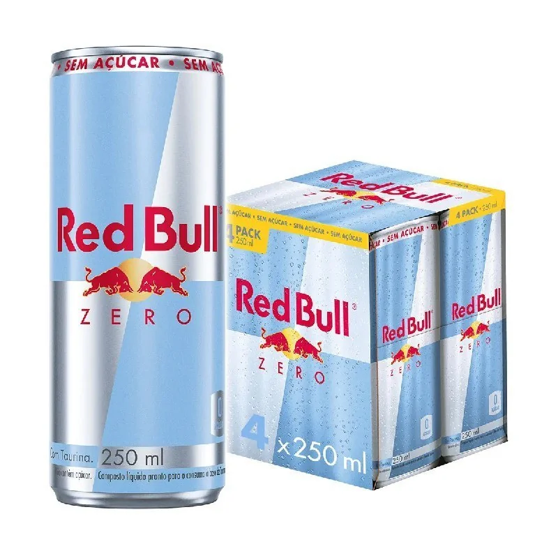 Red Bull Energético, Zero, Sem Açúcar, 250ml, 4 latas