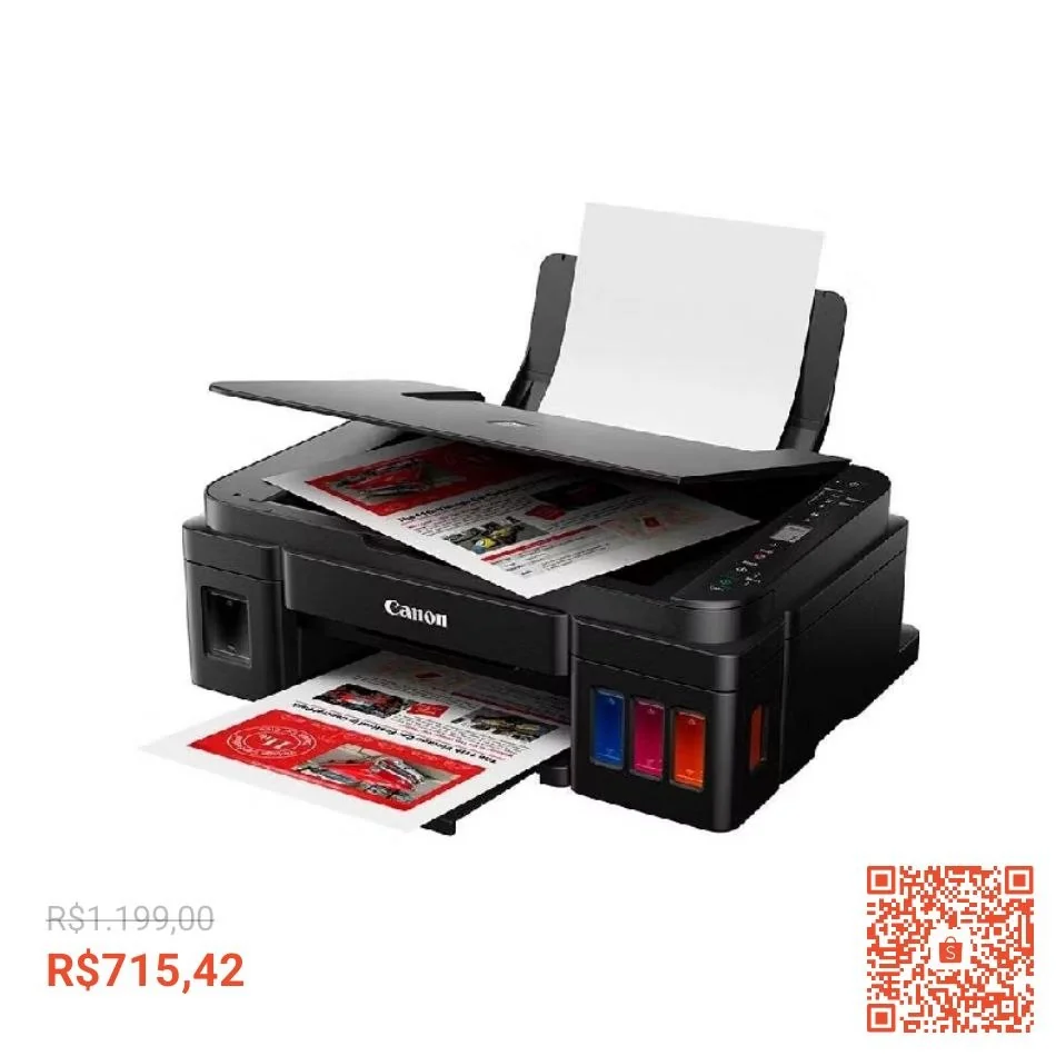Impressora Multifuncional Com Tanque de Tinta Mega Tank G3110 Wifi Preta Canon