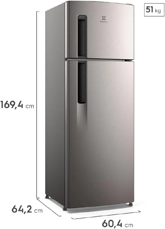 🔥 PARCELADO! Electrolux Geladeira Electrolux Frost Free 320L Duplex Inox Look (TF38S) 127V