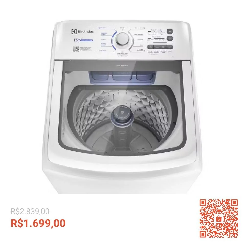 Máquina de Lavar Electrolux 13kg Branca Essential Care com Cesto Inox e Jet&Clean (LED13)