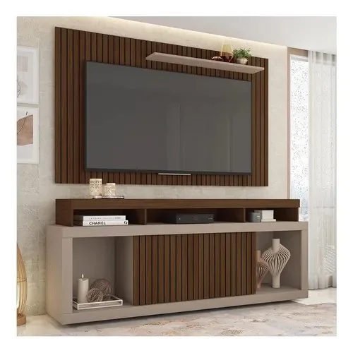 Rack Com Painel Para Tv Até 65 Polegadas Marrom Life Caemmun Marrom