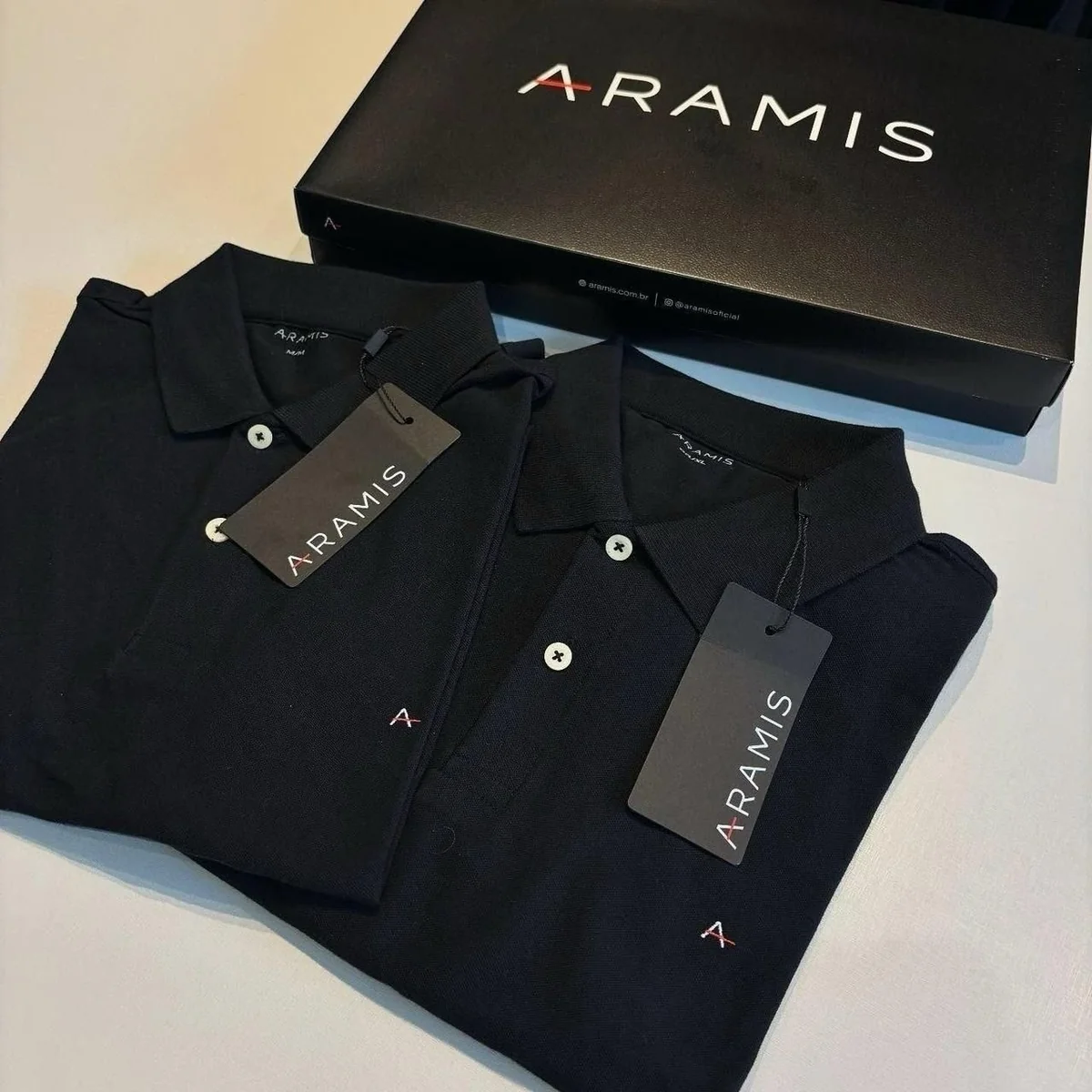 Polo Aramis Masculina Piquet Lisa Light Icon Preta Original