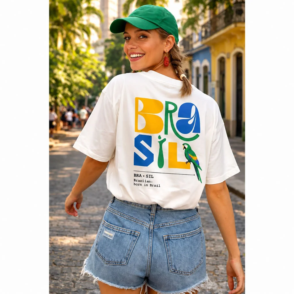 Camiseta Brasil Feminina Estampas Copa 2026 Algodão Premium Modelo Feminino Casual Shopee