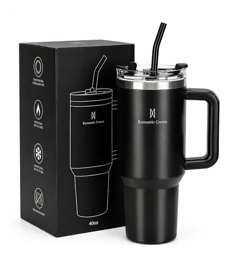 🚀 Copo Térmico Gigante 1,2l Inox Com Tampa E Inox Canudo