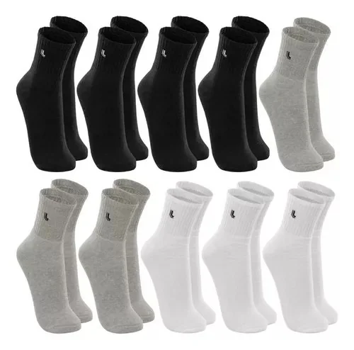 Kit 10 Pares Meia Lupo Original Masculina Cano Médio Algodão