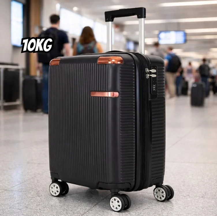 Mala De Viagem De Bordo 360o Pequena De Mão 10kg C/ Segredo Cor Preto Listras 2080