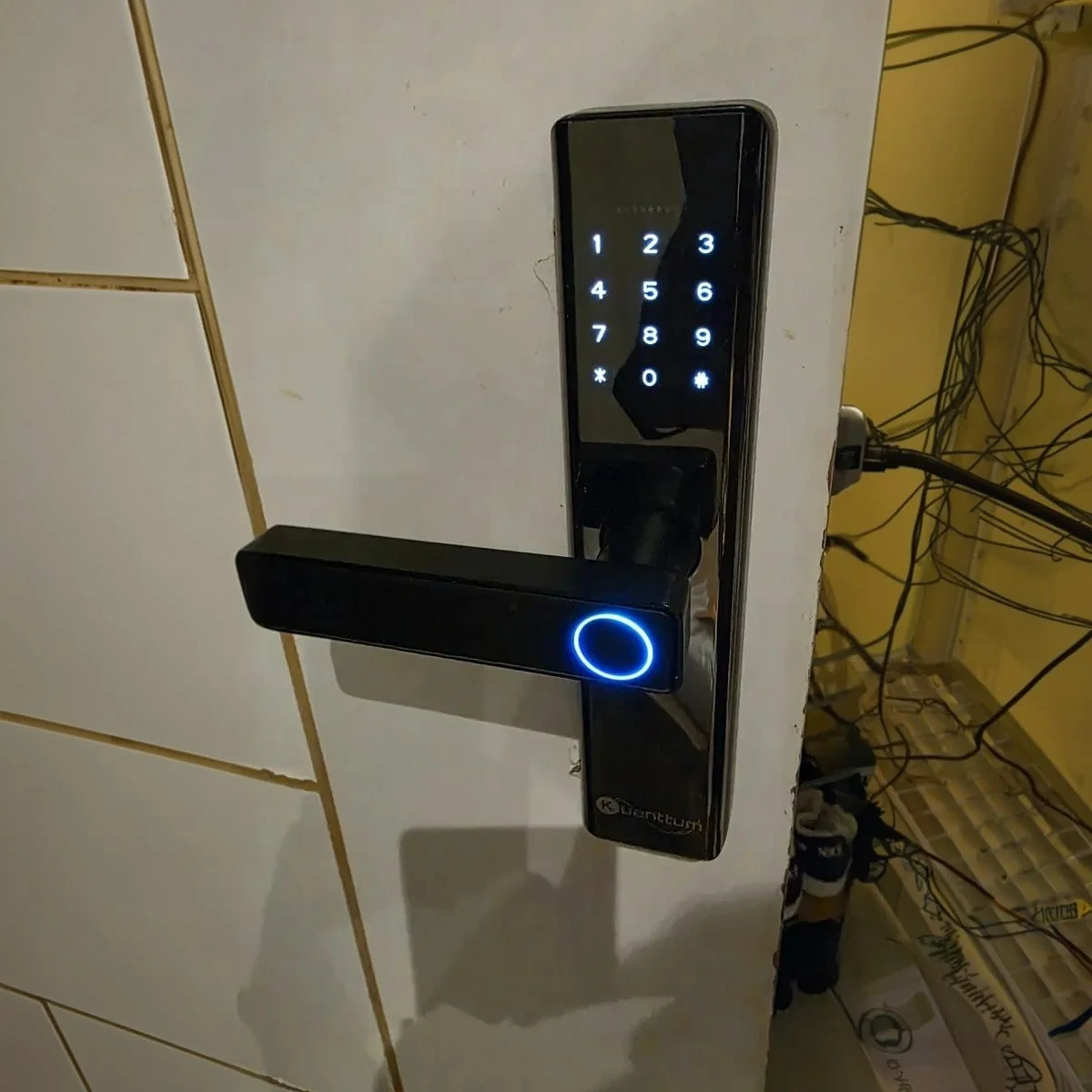 Fechadura Digital Biométrica Kuanttum Delta Pro Wifi Senha App Tuya Preta Preto