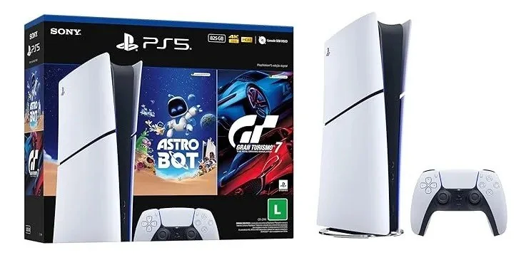Console PlayStation 5 Slim Digital Pacote Astro Bot e Gran Turismo 7 Branco Mercado Livre