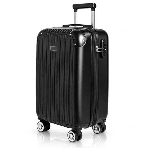 Mala de Viagem Bordo 10kg ANAC | Expansível | Rodas 360° | Antifurto e Fr4te GRÁTI$ (Preta)