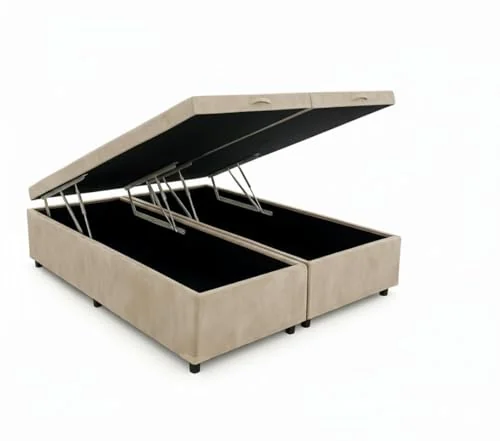 Cama Box Baú Casal Bipartido 69 Diversas Cores (138x188x42) (Suede bege)