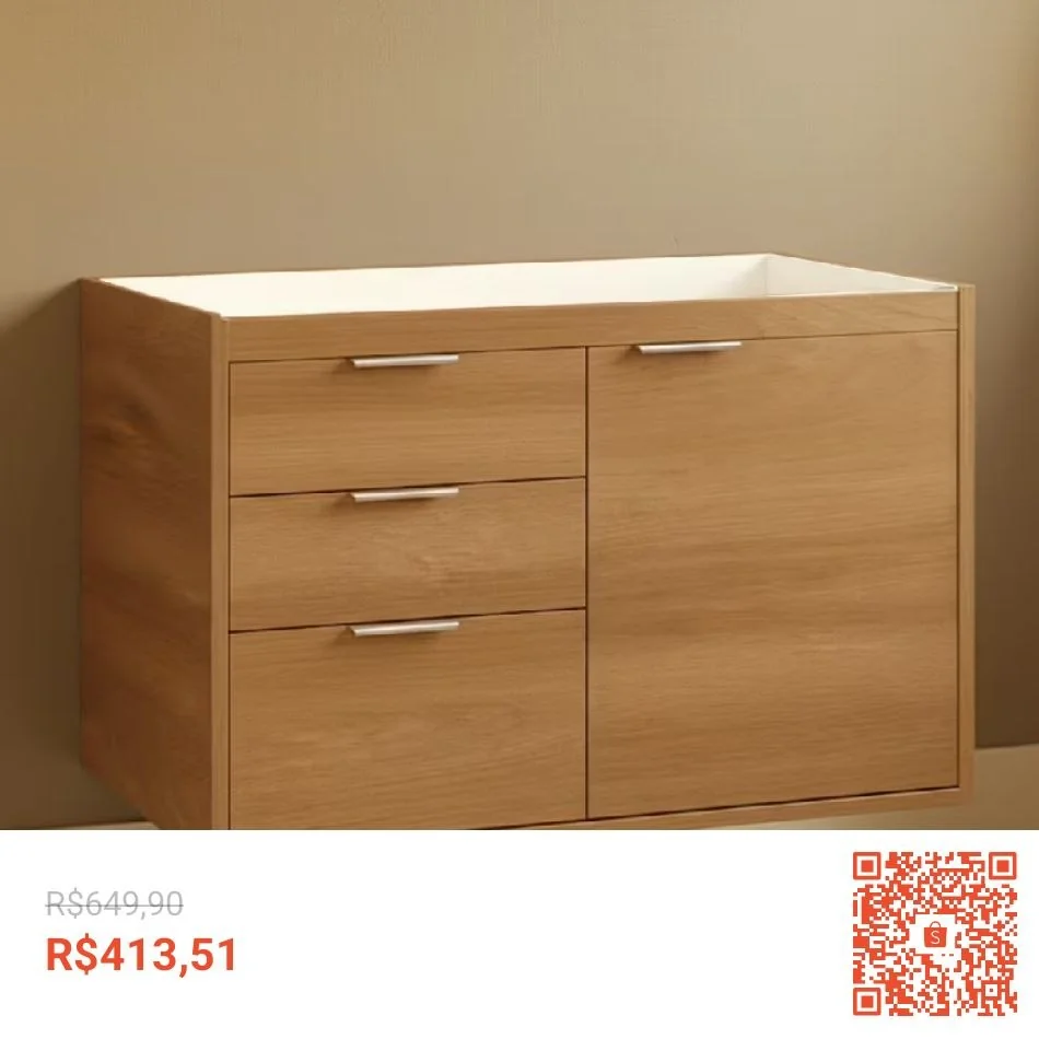 Gabinete De Banheiro Select 76cm Sem Cuba Fimap Montado
