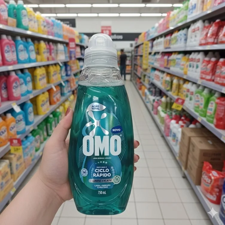 Lava Roupas Líquido Ciclo Rápido OMO Ação Total 750 ml