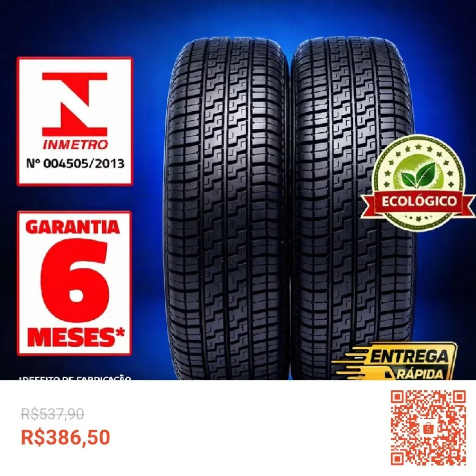 Kit 2 Pneus 175/70 R13 Remold P400 Linha Premium com Inmetro Custo Benefício e Garantia