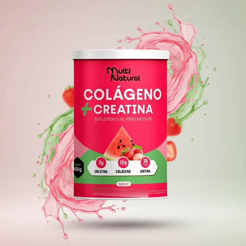 COLÁGENO + CREATINA SABOR MELANCIA E MORANGO 450g Shopee