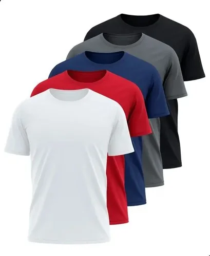 Kit 5 Camisetas Básicas Masculina Dry Fit Lisa Tradicional  Variado Gg