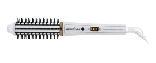 🚀 Escova Modeladora Britânia 2 Em 1 Branca Bec04 Bivolt Branco 127/220v