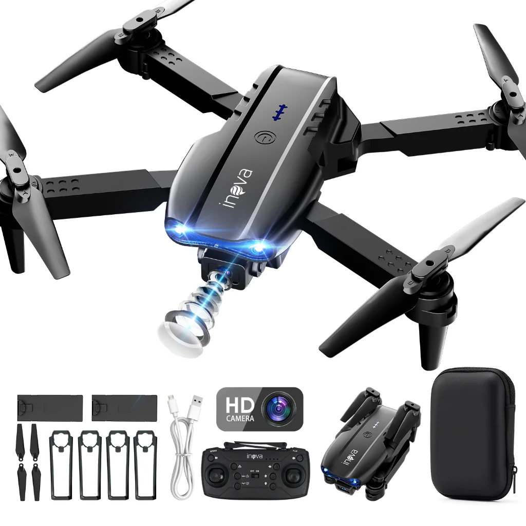 INOVA Drone Com Camera Drone Profissional 1080p Alta Distância Sensores Anti Obstáculo Drone dobrável HD e 2 baterias Shopee