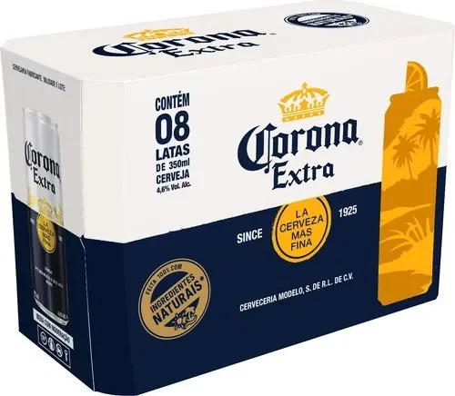 Cerveja Corona Extra Lata 350ml - Pack 8 Unidades