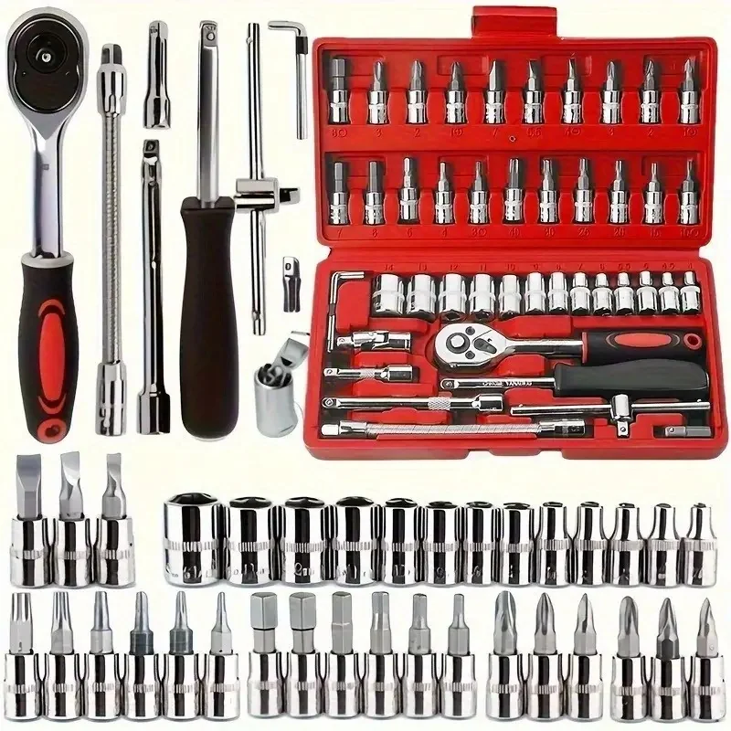 40/46 Peças Verde Kit Chaves Jogo Catraca Reversível Soquetes Maleta Promoção promoção Shopee