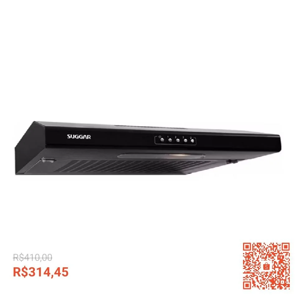 Depurador De Ar Slim 60 Cm Di601Pt Preto 127V - Suggar