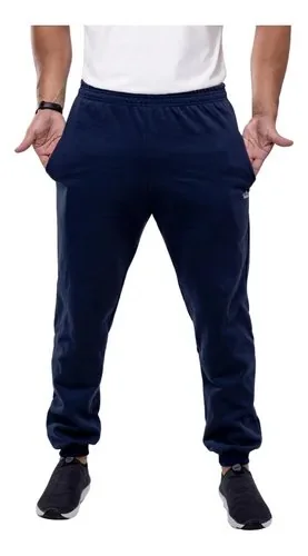 Calça Moletom Lisa Jogger Masculina Básica Bolsos Premium Azul-marinho Gg - 44-46
