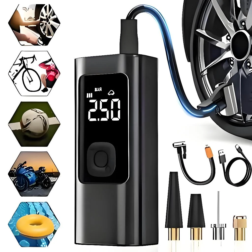 Bomba de Ar Elétrica 12V Compressor Portátil para Pneus de Carro, Moto, Bicicleta e Acessórios -M6 Shopee
