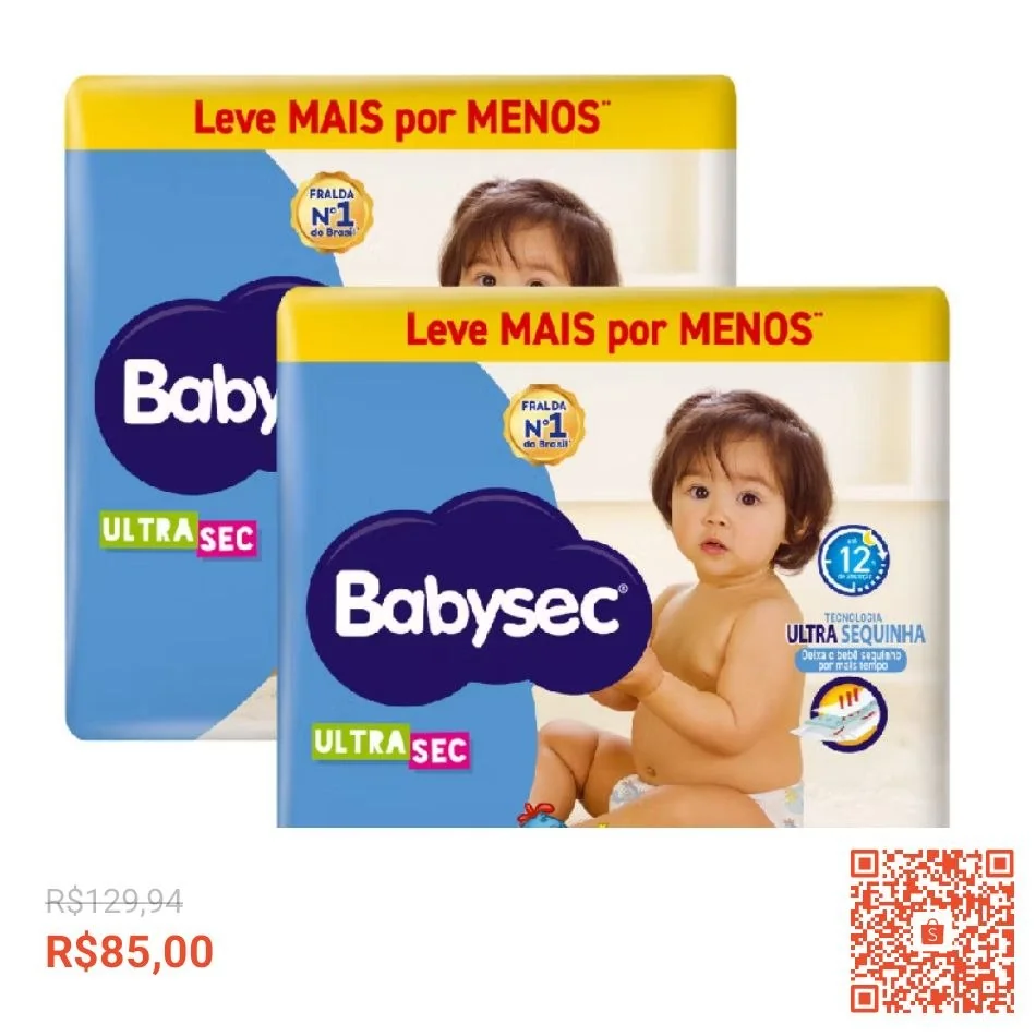 Kit 2x Fralda BabySec Hiper M 62un Ultrasec Galinha Pintadinha – Conforto e Economia Leve mais Pague Menos