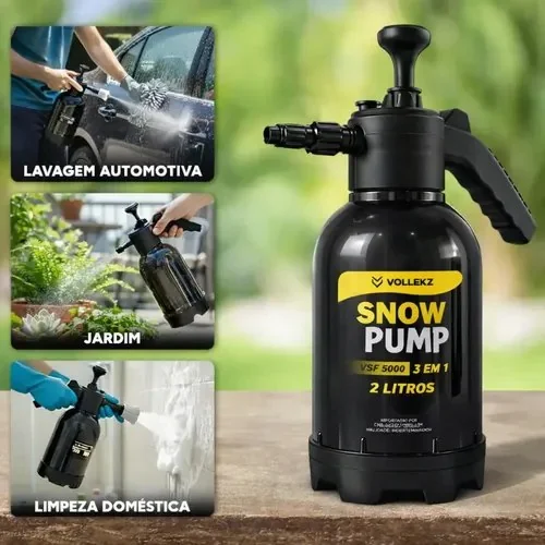 Pulverizador Manual Snow Foam Vollekz 3 em 1 2 Litros Profissional para Lavagem Automotiva com Espuma Ativa e Bicos Intercambiáveis
