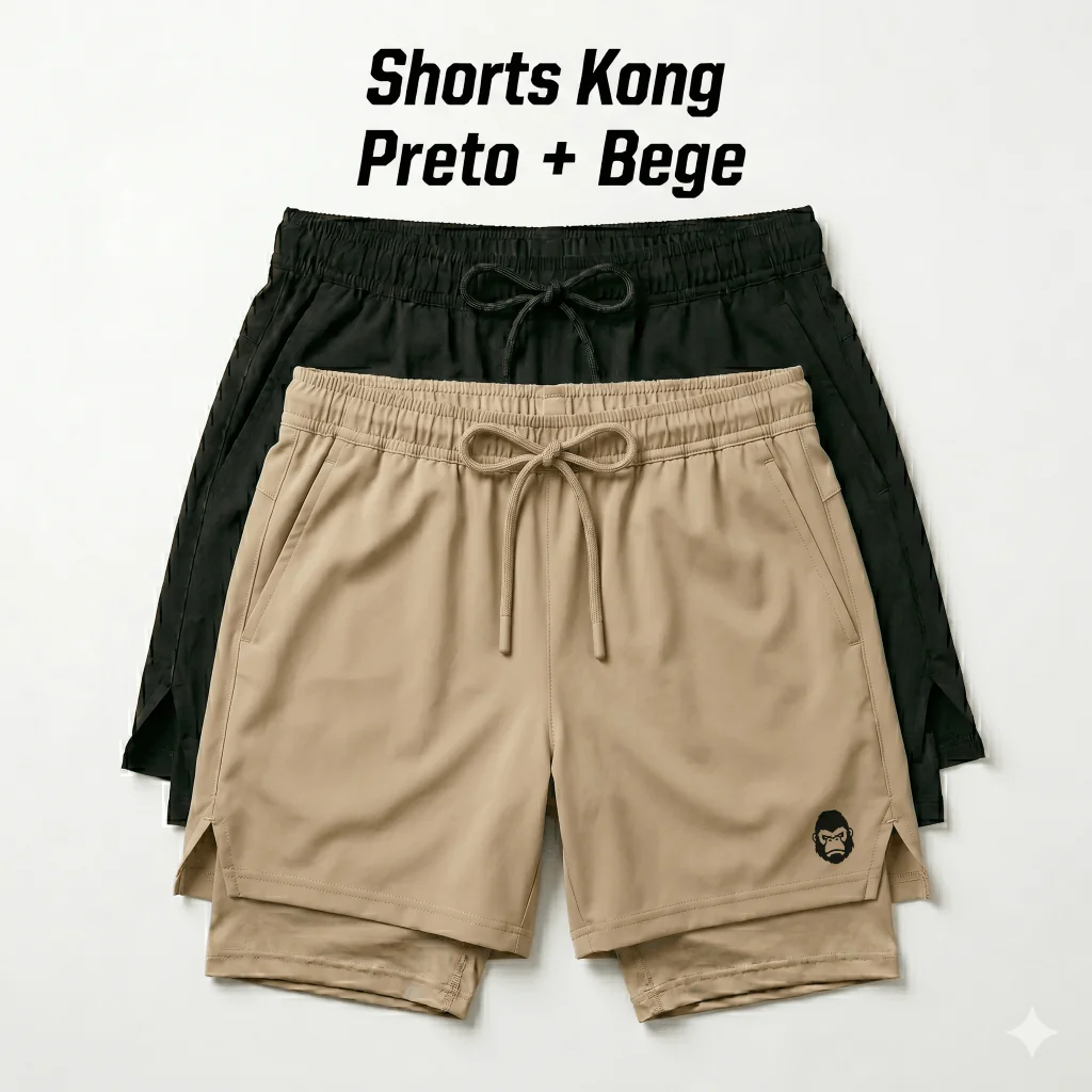 Shorts Fitness Masculino com Forro Duplo e Bolso para Celular Kong Shopee