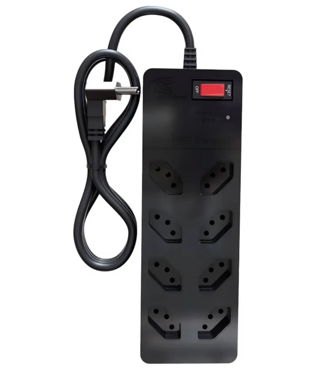 Filtro de Linha iCLAMPER Energia 8 com Proteção contra Surtos Elétricos(DPS) 8 Tomadas, 3 Pinos, 10 Amperes para PC, Notebook, Roteador, Monitor, Impressora, PS5, Alexa e etc, Bivolt, Cabo de 1m Preto